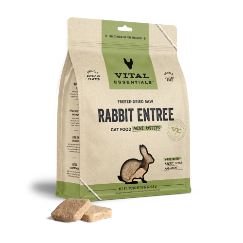 Vital Essentials 8oz [[ 兔餅 ]] Freeze-Dried Raw RABBIT Entree Mini PATTIES 凍乾迷你肉餅貓主糧 兔肉餅 {原裝行貨} 691098 (EXP: 1月/2028)